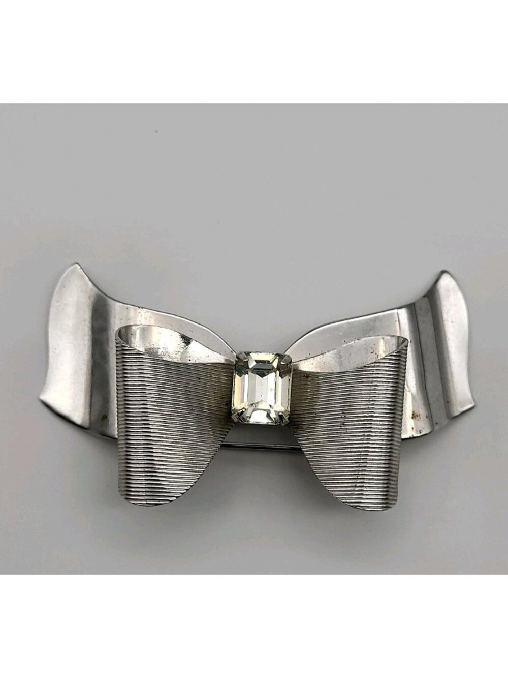 Vintage Coro Signed Deco Rhinestone Bow Ribbon brooch pin elegant